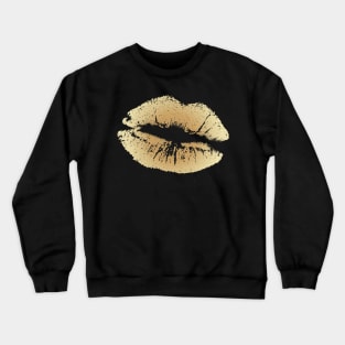 Gold And Shiny Kiss Lips Crewneck Sweatshirt